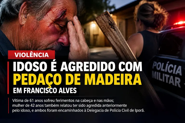 IDOSO DE 61 ANOS É AGREDIDO COM PEDAÇO DE MADEIRA EM FRANCISCO ALVES
