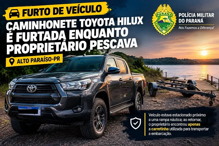 Caminhonete Toyota Hilux é furtada enquanto proprietário pescava em Alto Paraíso